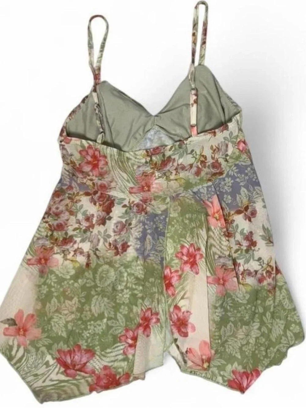 Floral Babydoll Cami Top XS Flowy Boho Cottagecore Fairycore Y2K Garden Festival - Picture 2 of 7
